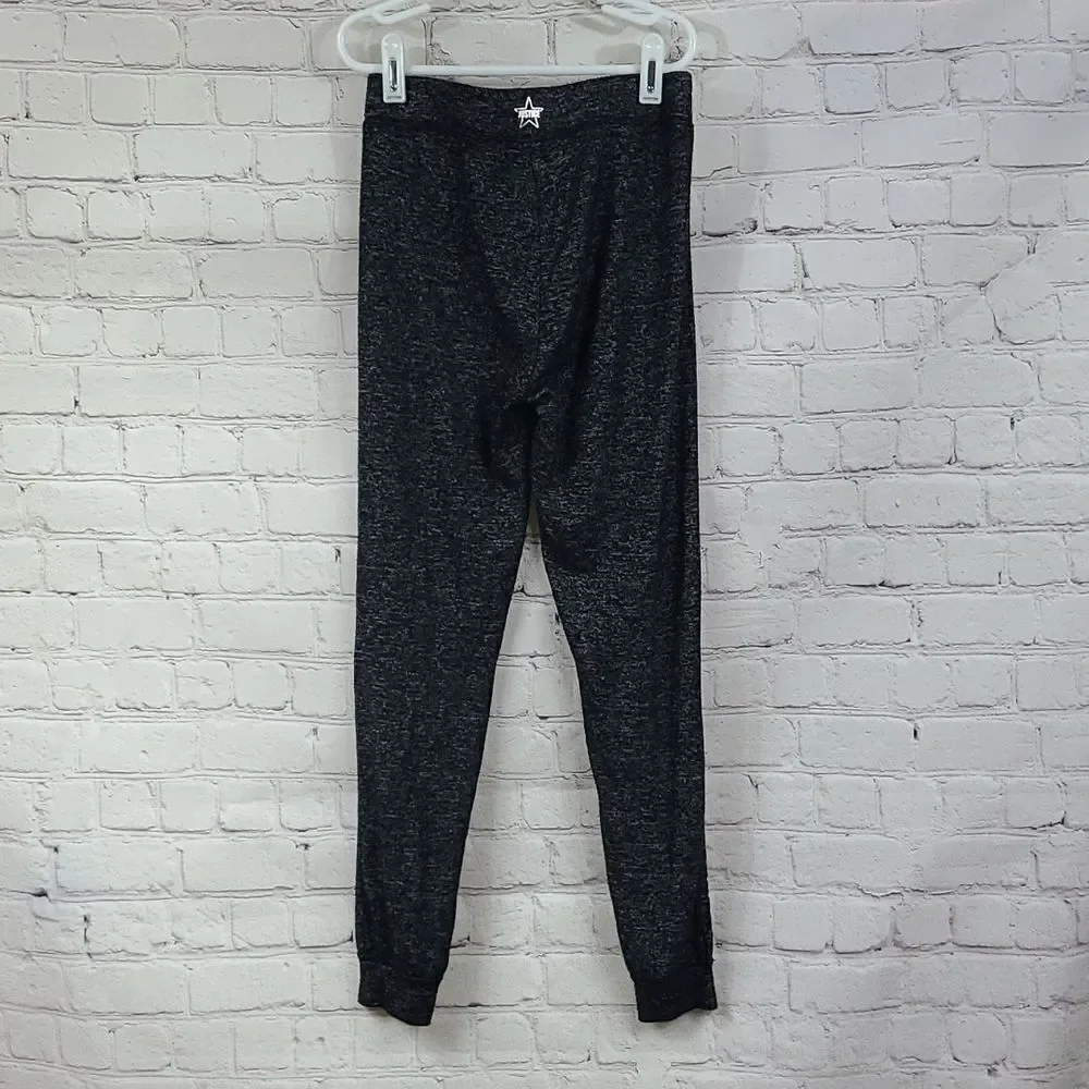 Justice Active Girls 8 Black Heather Hacci Jogger Pants Silver Stud Sparkly Knit
